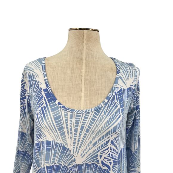 Tori Richard Honolulu Jersey Mini Dress Seashell‎ Print Blue Size Small - Picture 2 of 10